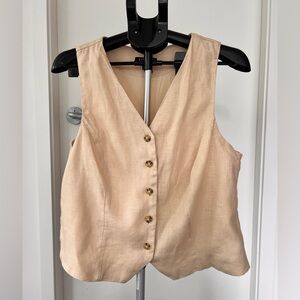 J. Crew Beige Sleeveless Button-Down Vest